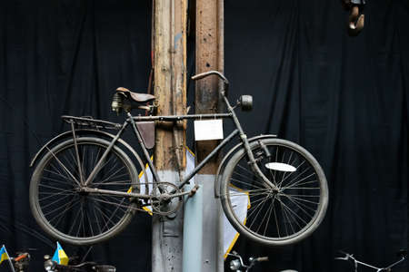 Lviv. Ukraine. October 24, 2020. Old bike Exhibition of retro cars Transportのeditorial素材