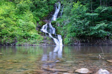Beautiful mountain waterfall. Ukraine. The Carpathians. Nature Rivers Waterfallsの写真素材