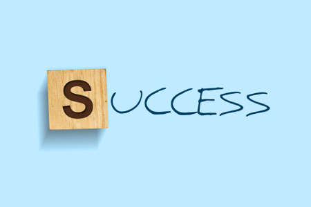 Coaching. Words written on a wooden block. Blue background. Isolated. Business Conceptの写真素材
