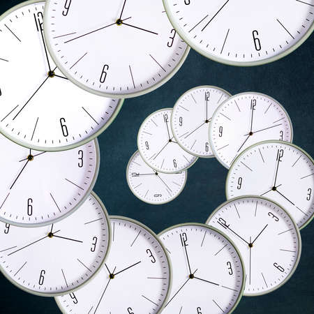 Clock on a dark background. Concept lack of time. Accuracy. lateness. Time is running.の写真素材