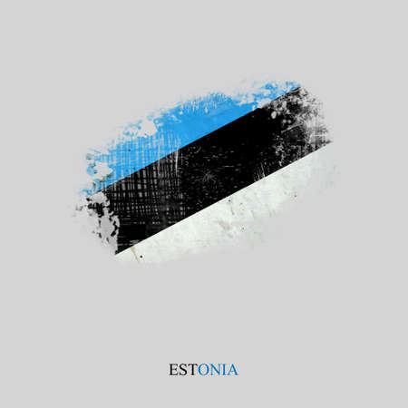 Grunge Flag Of Estonia. Isolated on gray Background Flagの写真素材
