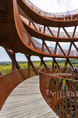 Ronnede. Denmark. July 27th. 2019 Camp Adventure Tower. Observation tower in the forest. Sightseeing. Travel. Tourism Architectureのeditorial素材