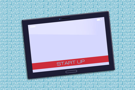 Concept Start Up. Written on the tablet screen. Copy space. Place for text. The concept of technology startup project. Business. Projects Background.の写真素材