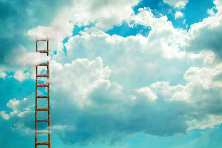 Staircase to the cloudy sky. Growth concept. success. Achievement of the goal. copyspace. business. lifestyle. abstract background. background.の写真素材