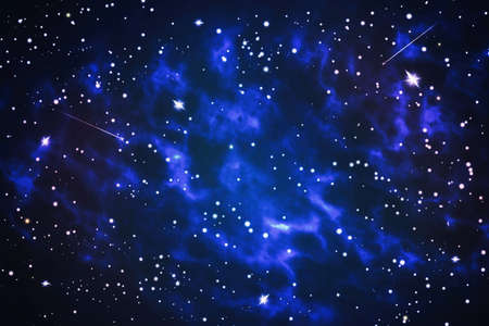 Beautiful starry sky with blue nebula and highlights. space background.の写真素材