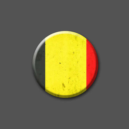 Belgium flag. Round badge. Isolated on a gray background. 3D illustration. Signs and Symbols. Flags.の写真素材