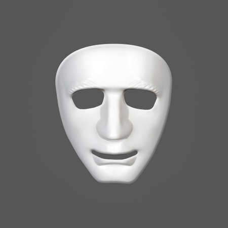 Theatrical mask isolated on white background. 3D illustration. emotions. Theatre.の写真素材