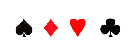 Different card suits isolated on white background. Gambling concept. background.の写真素材