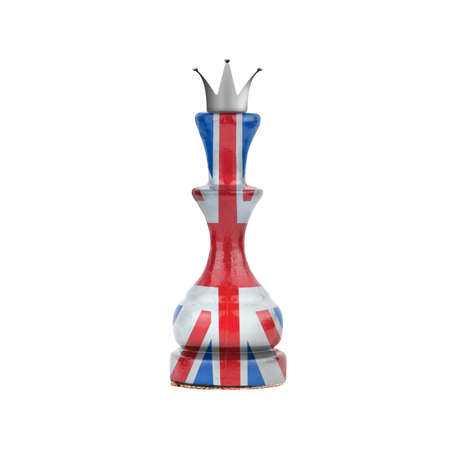 Chess Queen in the colors of the Flag of England. isolated on white background. sport. politics. design object.の写真素材