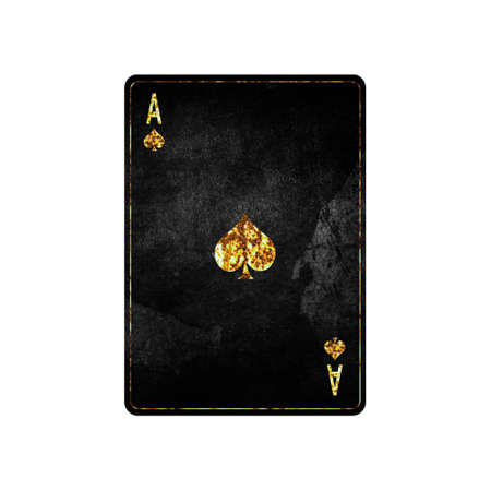 Ace of spades, grunge card isolated on white background. playing cards. design element. Gambling.の写真素材
