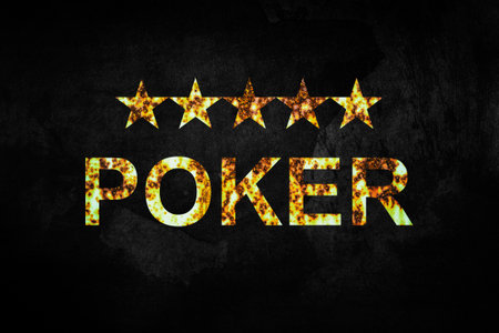 Poker, grunge inscription, on a black cracked background. poker concept. Gambling backgroundの写真素材