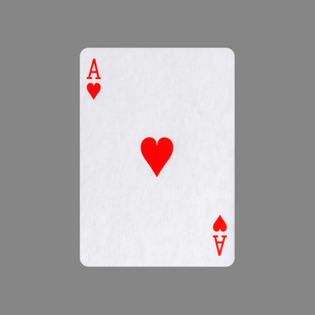 Ace of Hearts. Isolated on a gray background. Gamble. playing cards. Cards.の写真素材