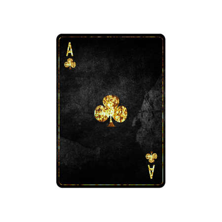 Ace of Clubs, grunge card isolated on white background. playing cards. design element. Gambling.の写真素材