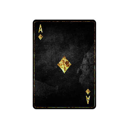 Ace of Diamonds, grunge card isolated on white background. playing cards. design element. Gambling.の写真素材