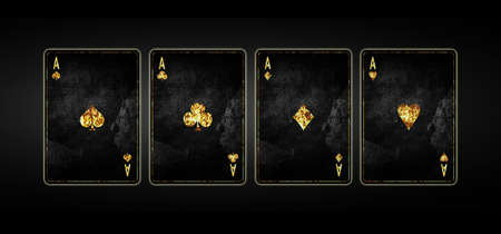 Four Aces, grunge cards in black background. Poker background.Playing cards. Gambling.の写真素材