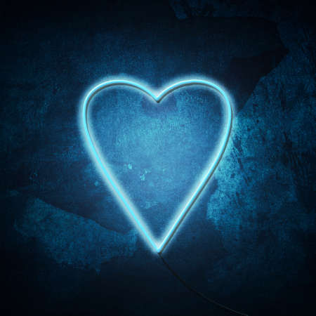 Hearts, neon icon, suit on grunge blue background. poker. Black Jack Gambling Backgroundの写真素材