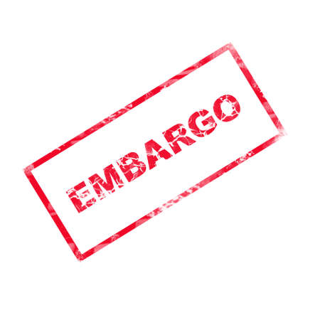 embargo. Rectangular red stamp. isolated on white background. Business Politics. Economyの写真素材