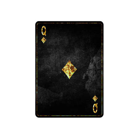 Queen of Diamonds, grunge card isolated on white background. playing cards. design element. Gambling.の写真素材