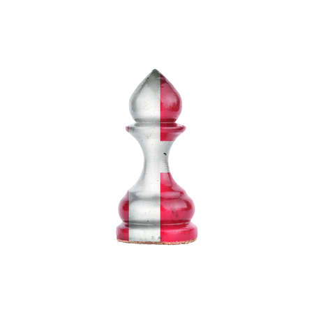 Pawn in the colors of the flag of Denmark. isolated on a white background. sport. politics. business. strategy.の写真素材