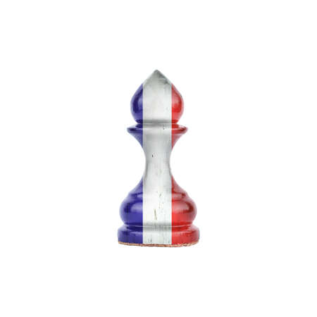 Pawn in the colors of the flag of France. isolated on a white background. sport. politics. business. strategy.の写真素材