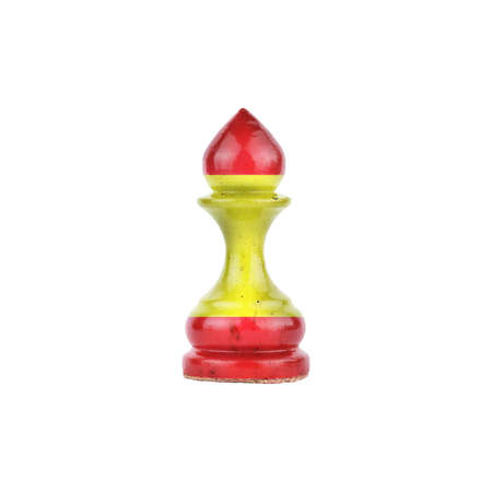 Pawn in the colors of the flag of Spain. isolated on a white background. sport. politics. business. strategy.の写真素材