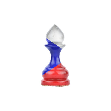 Pawn in the colors of the flag of the Czech Republic. isolated on a white background. sport. politics. business. strategy.の写真素材