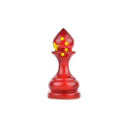 Pawn in the colors of the flag of China. isolated on a white background. sport. politics. business. strategy.の写真素材