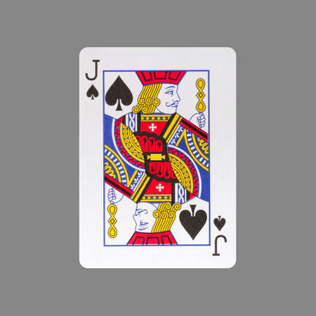 Jack of spades. Isolated on a gray background. Gamble. playing cards. Cards.の写真素材