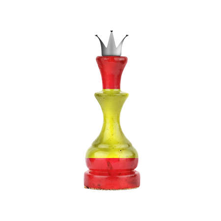 Chess Queen in the colors of the Spain flag. Isolated on white background. Sport. Politics.の写真素材