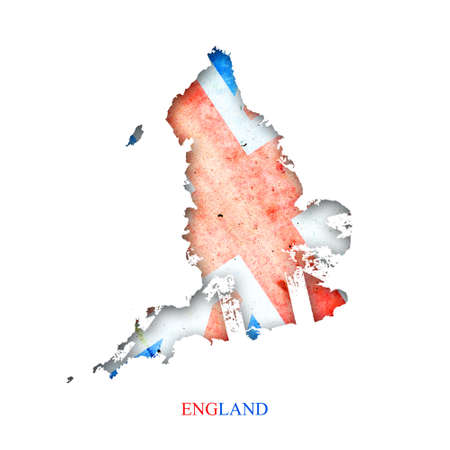 Flag of England in the form of a map. Shadow. isolated on white background. Signs and symbols. design element. flags.の写真素材