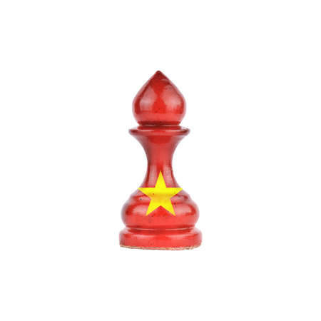 Pawn in the colors of the flag of Vietnam. Isolated on a white background. Sport. Politics. Business.の写真素材