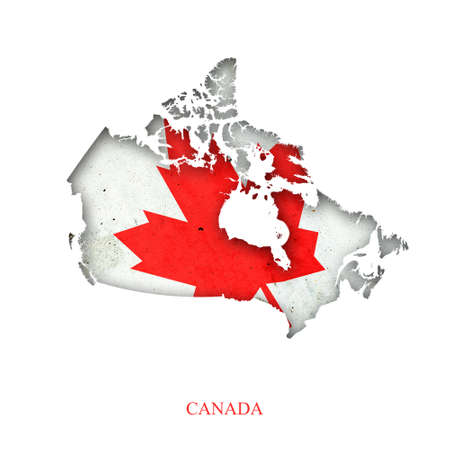 Flag of Canada in the form of a map. Shadow. isolated on white background. Signs and symbols. design element. flags.の写真素材