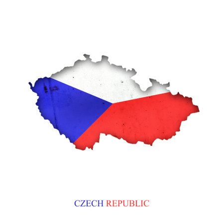 Flag of the Czech Republic in the form of a map. Shadow. isolated on white background. Signs and symbols. design element. flags.の写真素材