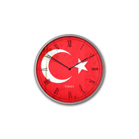 Wall clock in the color of the Turkey flag. Signs and symbols. isolated on a white background. design element. flags.の写真素材