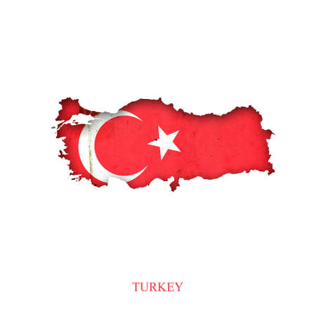 Flag of Turkey in the form of a map. Shadow. isolated on white background. Signs and symbols. design element. flags.の写真素材