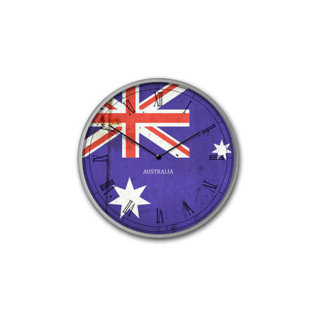 Wall clock in the color of the Australia flag. Signs and symbols. isolated on a white background. design element. flags.の写真素材