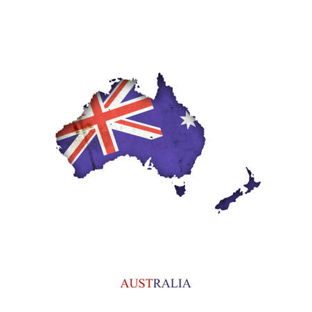Flag of Australia in the form of a map. Shadow. isolated on white background. Signs and symbols. design element. flags.の写真素材