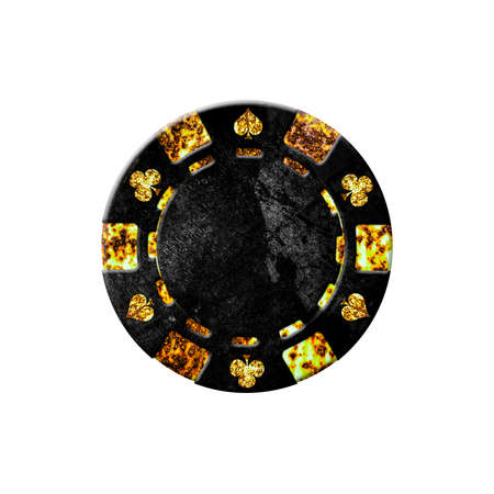 Vintage, grunge poker chip, isolated on white background.Design element. Gambling backgroundの写真素材