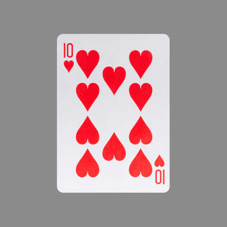 Ten of Hearts. Isolated on a gray background. Gamble. playing cards. Cards.の写真素材