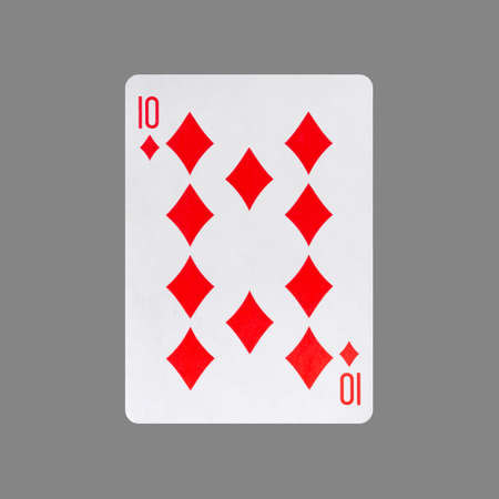 Ten of Diamonds. Isolated on a gray background. Gamble. playing cards. Cards.の写真素材