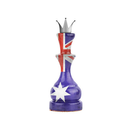 Chess Queen in the colors of the Australia Flag. isolated on white background. sport. politics. design object.の写真素材
