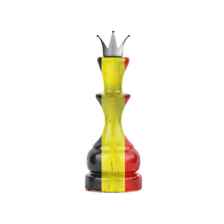 Chess Queen in the colors of the Belgium Flag. isolated on white background. sport. politics. design object.の写真素材