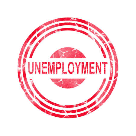 Unemployment. Round red stamp. isolated on white background. Business Politics. Economy.の写真素材
