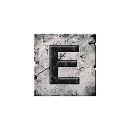 Letter E. Alphabet on stone blocks. isolated on white background. Education. design element.の写真素材