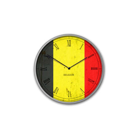 Wall clock in the color of the Belgium flag. Signs and symbols. isolated on a white background. design element. flags.の写真素材