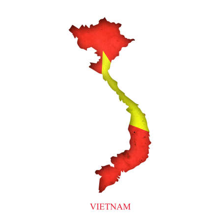 Flag of Vietnam in the form of a map. Shadow. isolated on white background. Signs and symbols. design element. flags.の写真素材