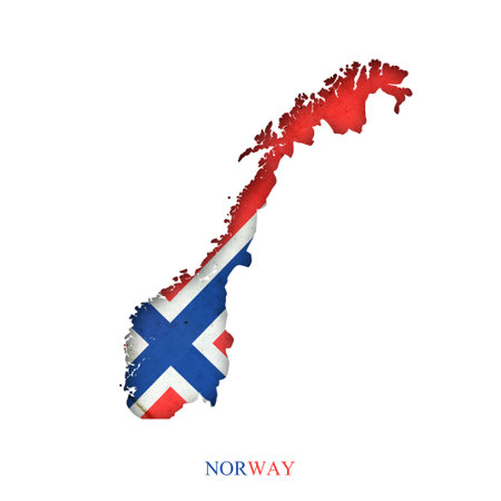 Flag of Norway in the form of a map. Shadow. isolated on white background. Signs and symbols. design element. flags.の写真素材