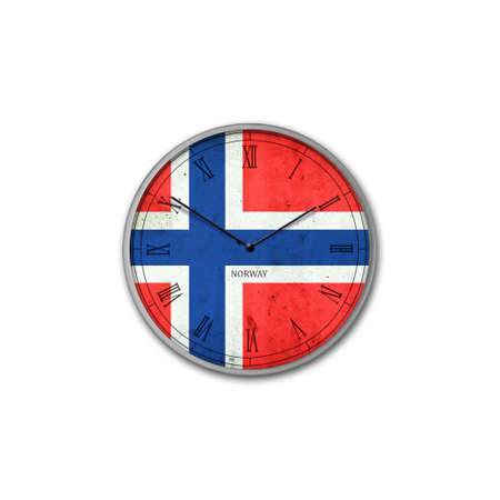 Wall clock in the color of the Norway flag. Signs and symbols. isolated on a white background. design element. flags.の写真素材