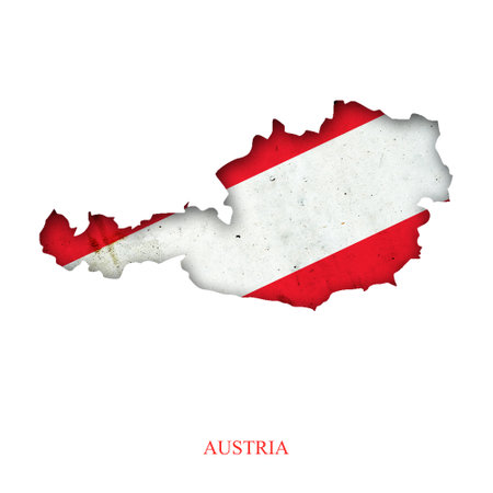 Flag of Austria in the form of a map. Shadow. isolated on white background. Signs and symbols. design element. flags.の写真素材