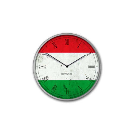 Wall clock in the color of the Hungary flag. Signs and symbols. isolated on a white background. design element. flags.の写真素材